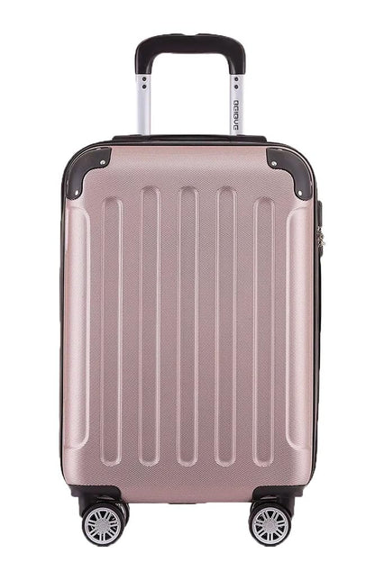 BEIBYE- Hartschalenkoffer Koffer Trolley Rollkoffer Reisekoffer Zahlenschloß 4 Zwilings-Rollen (Rosa-Gold, Small-55cm)