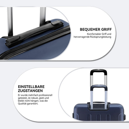 BEIBYE Hartschalen-Koffer Trolley Rollkoffer Reisekoffer Handgepäck 4 Rollen (M-L-XL-Set) (Dunkelblau, L)