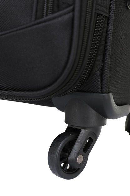 BEIBYE Leichter Stoffkoffer Kofferset Trolley Außentaschen Dehungsfuge mehr Stauraum mit Zahlenschloss (Schwarz, M-Handgepäck-54cm)