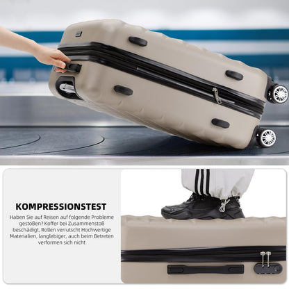 BEIBYE Zwillingsrollen 2066 Hartschale Trolley Koffer Reisekoffer Gepäck M-L-XL-Set (Champagner, M)