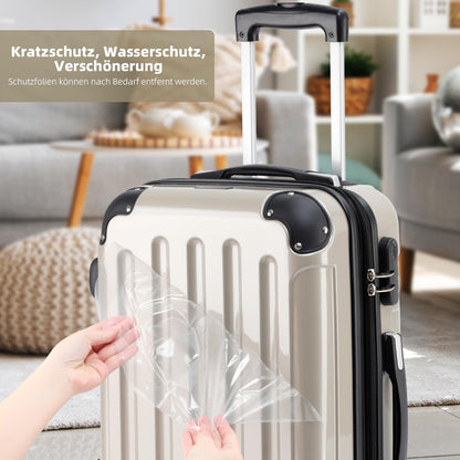 BEIBYE Hartschalen Koffer Trolley Rollkoffer Reisekoffer 4 Zwillingsrollen Polycabonat (Champagner, 76cm -110L)