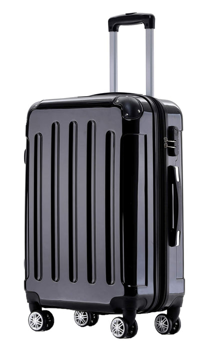 BEIBYE Zwillingsrollen 2048 Hartschale Trolley Koffer Reisekoffer in M-L-XL-Set in 15 Farben (Schwarz, L)