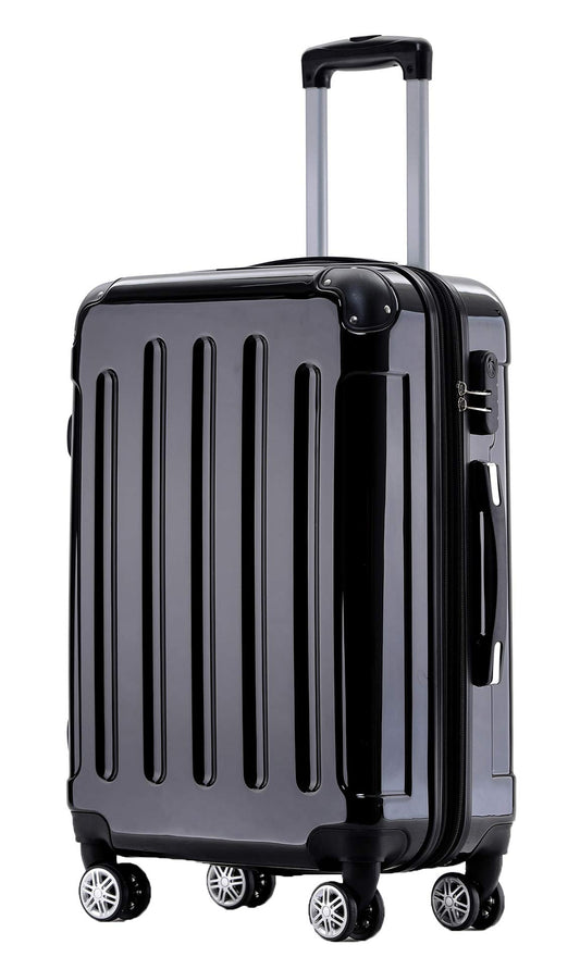 BEIBYE Zwillingsrollen 2048 Hartschale Trolley Koffer Reisekoffer in M-L-XL-Set in 15 Farben (Schwarz, L)