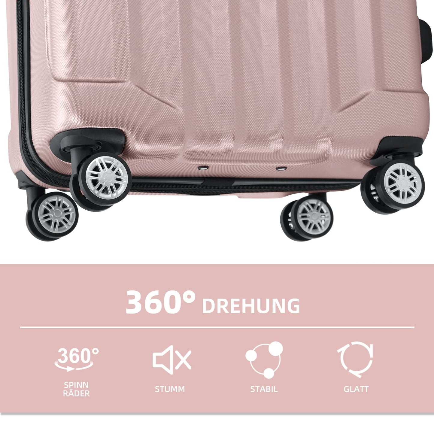 BEIBYE TSA-Schloß 2080 Gepäck Zwillingsrollen Reisekoffer Koffer Trolley Hartschale Dehnungsfuge (Rosa Gold, L)
