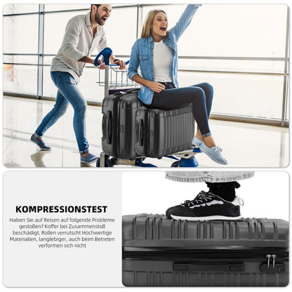 BEIBYE Zwillingsrollen Reisekoffer Koffer Trolleys Hartschale M-L-XL-Set (Schwarz, L)