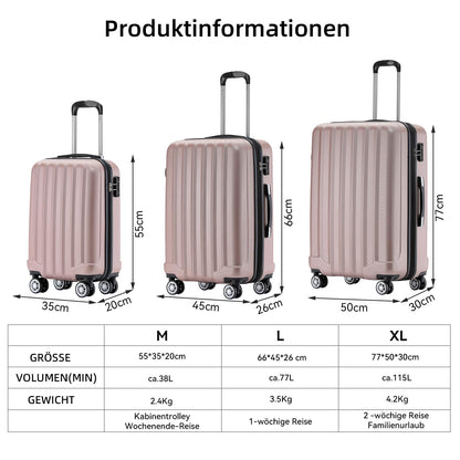 BEIBYE TSA-Schloß 2080 Gepäck Zwillingsrollen Reisekoffer Koffer Trolley Hartschale Dehnungsfuge (Rosa Gold, L)
