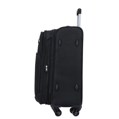 BEIBYE Leichter Stoffkoffer Kofferset Trolley Außentaschen Dehungsfuge mehr Stauraum mit Zahlenschloss (Schwarz, M-Handgepäck-54cm)