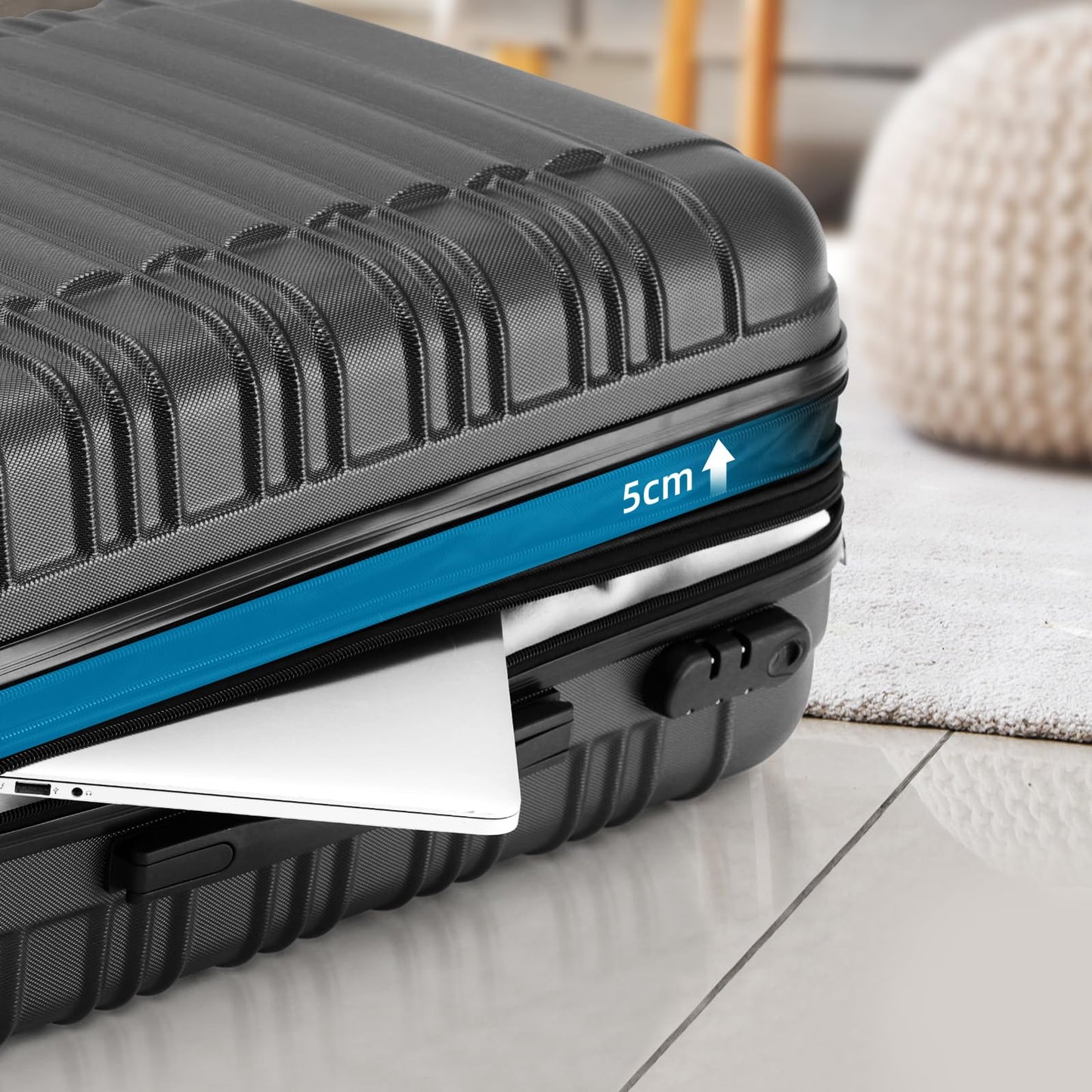 BEIBYE Zwillingsrollen Reisekoffer Koffer Trolleys Hartschale M-L-XL-Set (Schwarz, L)