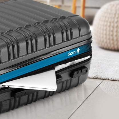 BEIBYE Zwillingsrollen Reisekoffer Koffer Trolleys Hartschale M-L-XL-Set (Schwarz, L)