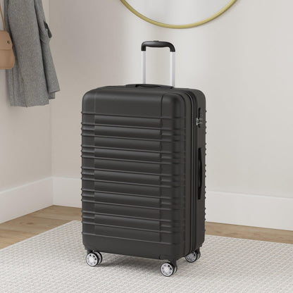 BEIBYE Zwillingsrollen Reisekoffer Koffer Trolleys Hartschale M-L-XL-Set (Schwarz, L)