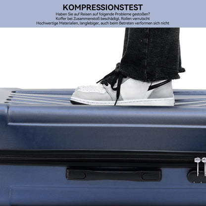 BEIBYE Hartschalen-Koffer Trolley Rollkoffer Reisekoffer Handgepäck 4 Rollen (M-L-XL-Set) (Dunkelblau, L)