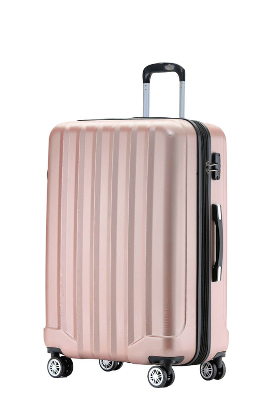BEIBYE TSA-Schloß 2080 Gepäck Zwillingsrollen Reisekoffer Koffer Trolley Hartschale Dehnungsfuge (Rosa Gold, L)