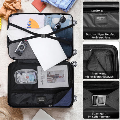 BEIBYE Zwillingsrollen 2048 Hartschale Trolley Koffer Reisekoffer in M-L-XL-Set in 15 Farben (Schwarz, L)