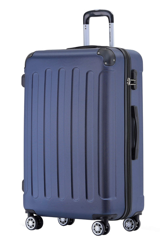 BEIBYE Hartschalen-Koffer Trolley Rollkoffer Reisekoffer Handgepäck 4 Rollen (M-L-XL-Set) (Dunkelblau, L)