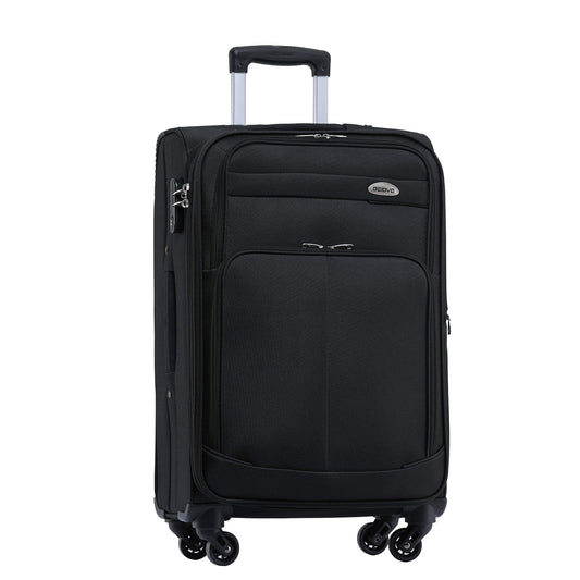 BEIBYE Leichter Stoffkoffer Kofferset Trolley Außentaschen Dehungsfuge mehr Stauraum mit Zahlenschloss (Schwarz, M-Handgepäck-54cm)